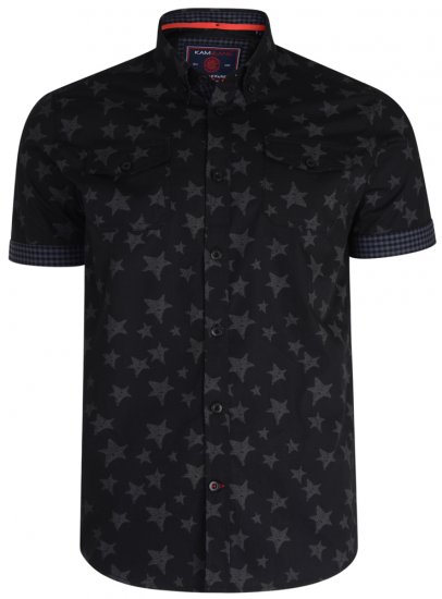 Kam Jeans 6171 Short Sleeve Shirt Charcoal - Kauluspaidat - Miesten isot kauluspaidat 2XL – 8XL