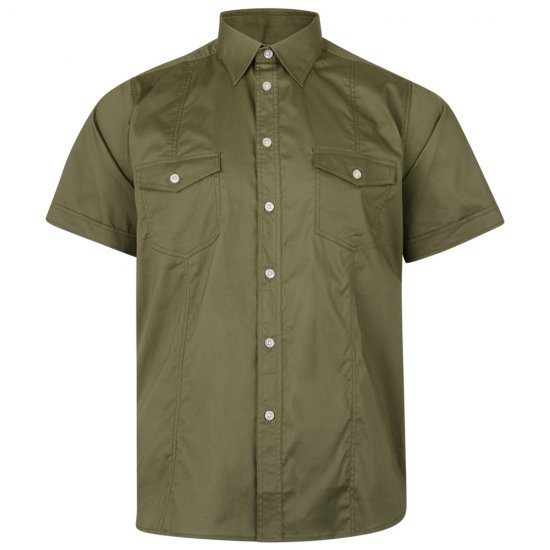 Kam Jeans 6180 Retro Stretch Shirt Khaki DUPLICATE - Kauluspaidat - Miesten isot kauluspaidat 2XL – 8XL