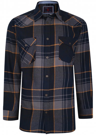 Kam Jeans 6193 Long Sleeve Flannel Shirt Navy - Kauluspaidat - Miesten isot kauluspaidat 2XL – 8XL