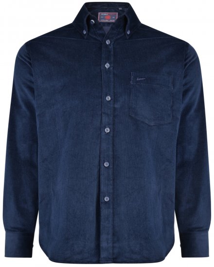 Kam Jeans 6195 Long Sleeve Corduroy Shirt Navy - Kauluspaidat - Miesten isot kauluspaidat 2XL – 8XL