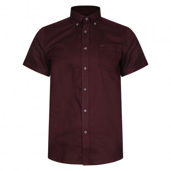 Kam Jeans 6204 Self Pattern Weave Shirt Burgundy - Kauluspaidat - Miesten isot kauluspaidat 2XL – 8XL