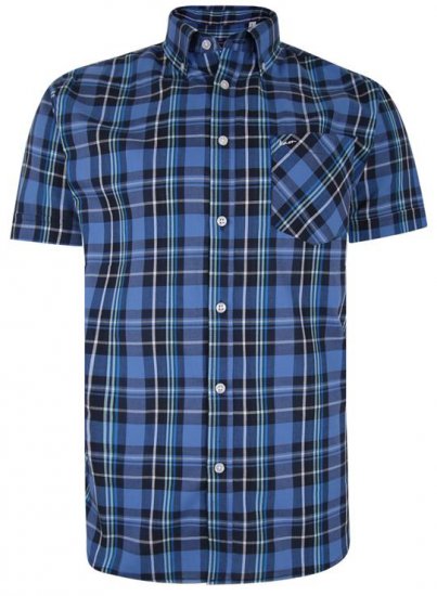 Kam Jeans 6208 SS Casual Check Shirt Denim - Kauluspaidat - Miesten isot kauluspaidat 2XL – 8XL