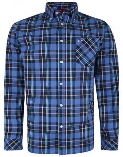 Kam Jeans 6208 LS Casual Check Shirt Denim - Kauluspaidat - Miesten isot kauluspaidat 2XL – 8XL