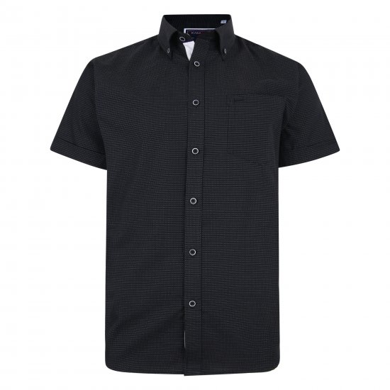 Kam Jeans 6210 SS Dobby Stitch Shirt Black - Kauluspaidat - Miesten isot kauluspaidat 2XL – 8XL