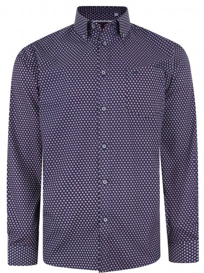 Kam Jeans 6211 LS Dobby Stitch Shirt Navy - Kauluspaidat - Miesten isot kauluspaidat 2XL – 8XL