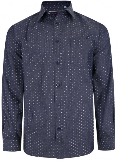 Kam Jeans KBS 6212 Star Print Chambray Shirt Indigo - Kauluspaidat - Miesten isot kauluspaidat 2XL – 8XL