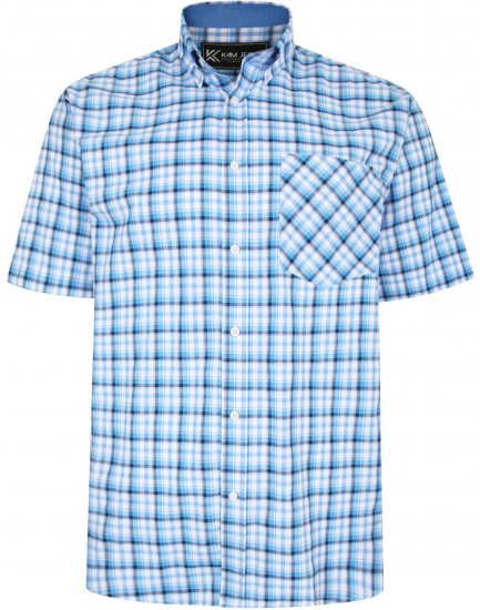 Kam Jeans 6214 Check Shirt Blue - Kauluspaidat - Miesten isot kauluspaidat 2XL – 8XL
