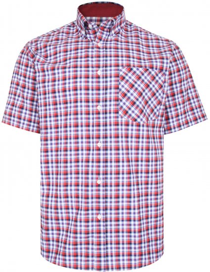 Kam Jeans 6214 Check Shirt Red - Kauluspaidat - Miesten isot kauluspaidat 2XL – 8XL