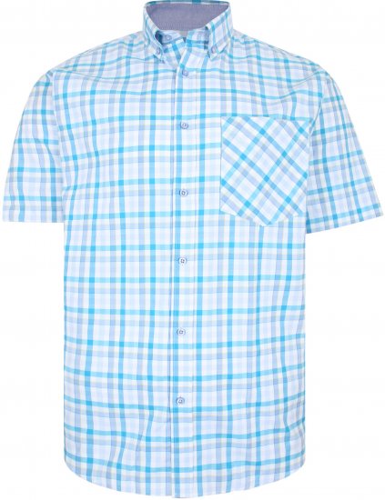 Kam Jeans 6215 Summer Check Shirt Turquoise - Kauluspaidat - Miesten isot kauluspaidat 2XL – 8XL