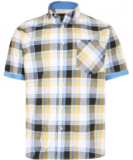Kam Jeans 6216 Large Check Shirt Mustard - Kauluspaidat - Miesten isot kauluspaidat 2XL – 8XL