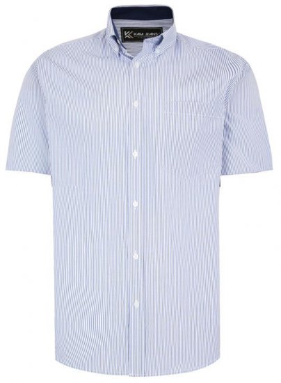 Kam Jeans 6218 SS Casual Stripe Shirt Navy - Kauluspaidat - Miesten isot kauluspaidat 2XL – 8XL