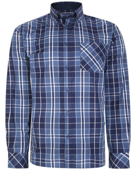 Kam Jeans 6221 Casual Checked Shirt Indigo - Kauluspaidat - Miesten isot kauluspaidat 2XL – 8XL
