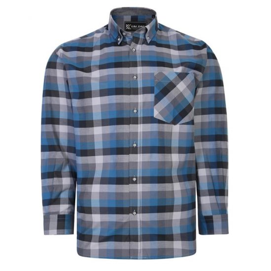 Kam Jeans 6222 Grazed Check Pattern Shirt Turquoise - Kauluspaidat - Miesten isot kauluspaidat 2XL – 8XL
