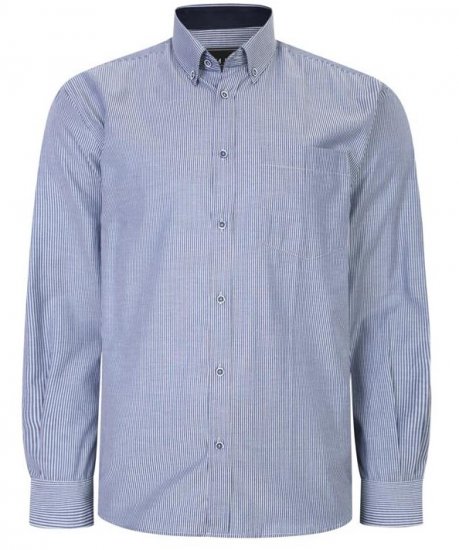Kam Jeans 6224 LS Mini Stripe Shirt Navy - Kauluspaidat - Miesten isot kauluspaidat 2XL – 8XL