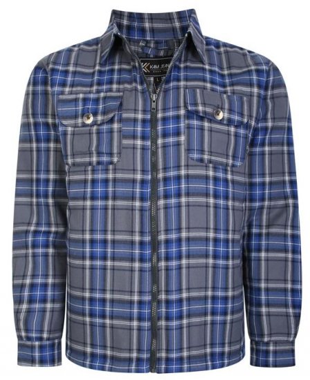 Kam Jeans 6231 Sherpa Lined Flannel Shirt with Zipper Charcoal - Kauluspaidat - Miesten isot kauluspaidat 2XL – 8XL