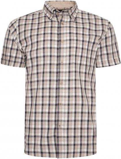 Kam Jeans 6282 Casual SS Check Shirt Beige - Kauluspaidat - Miesten isot kauluspaidat 2XL – 8XL