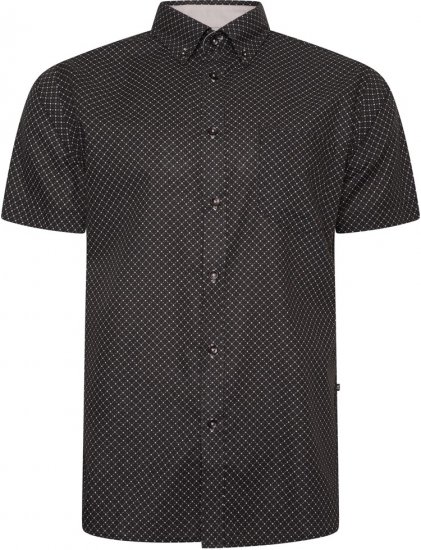 Kam Jeans 6299 All Over Diamond Print Small Sleeve Shirt Black - Kauluspaidat - Miesten isot kauluspaidat 2XL – 8XL