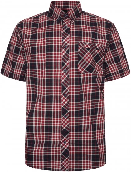 Kam Jeans 6301 Casual Check Short Sleeve Shirt Burgundy - Kauluspaidat - Miesten isot kauluspaidat 2XL – 8XL