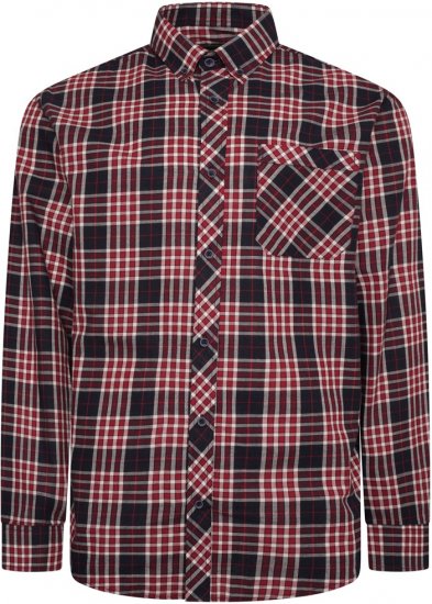 Kam Jeans 6301 LS Casual Check Shirt Red - Kauluspaidat - Miesten isot kauluspaidat 2XL – 8XL