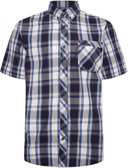 Kam Jeans 6301 SS Casual Check Shirt Navy - Kauluspaidat - Miesten isot kauluspaidat 2XL – 8XL