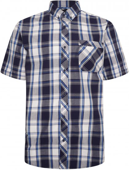 Kam Jeans 6301 Casual Check Short Sleeve Shirt Navy - Kauluspaidat - Miesten isot kauluspaidat 2XL – 8XL