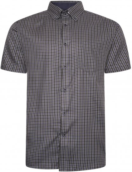Kam Jeans 6302 Casual Gingham Check Shirt Charcoal - Kauluspaidat - Miesten isot kauluspaidat 2XL – 8XL
