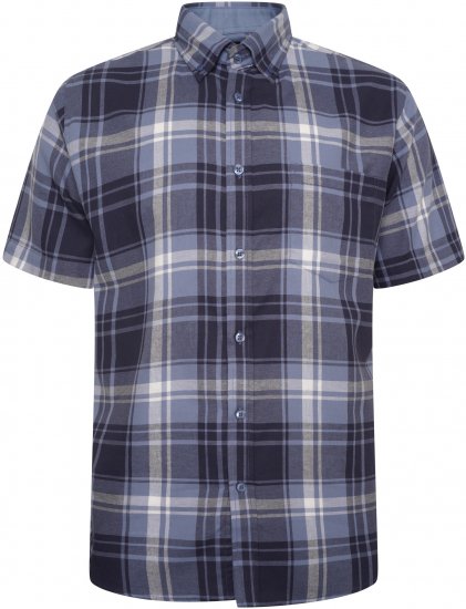 Kam Jeans 6303 Casual Check Short Sleeve Shirt Blue - Kauluspaidat - Miesten isot kauluspaidat 2XL – 8XL