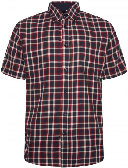 Kam Jeans 6303 Casual Check Short Sleeve Shirt Navy - Kauluspaidat - Miesten isot kauluspaidat 2XL – 8XL