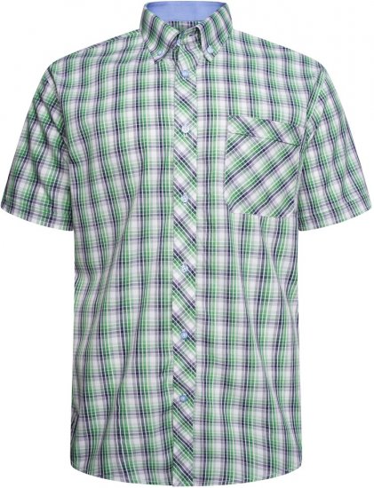 Kam Jeans 6311 Casual Check Short Sleeve Shirt Mint - Kauluspaidat - Miesten isot kauluspaidat 2XL – 8XL