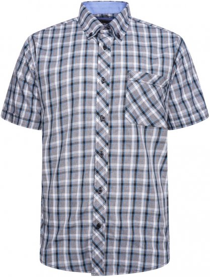 Kam Jeans 6316 Casual Check Short Sleeve Shirt Charcoal - Kauluspaidat - Miesten isot kauluspaidat 2XL – 8XL