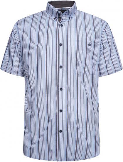 Kam Jeans 6320 Casual Stripe Short Sleeve Shirt Sky Blue - Kauluspaidat - Miesten isot kauluspaidat 2XL – 8XL