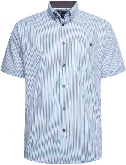 Kam Jeans 6321 Casual Stripe Short Sleeve Shirt Blue - Kauluspaidat - Miesten isot kauluspaidat 2XL – 8XL