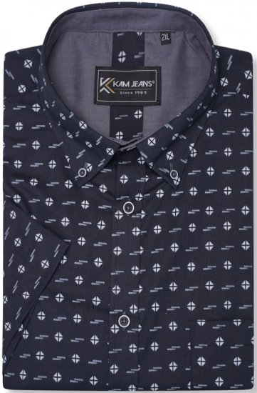 Kam Jeans 6325 Dobby Print Short Sleeve Shirt Black - Kauluspaidat - Miesten isot kauluspaidat 2XL – 8XL