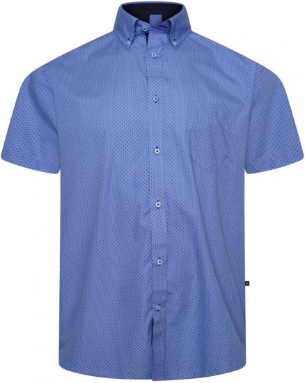 Kam Jeans 6333 AOP Dobby Print Shirt Blue - Kauluspaidat - Miesten isot kauluspaidat 2XL – 8XL