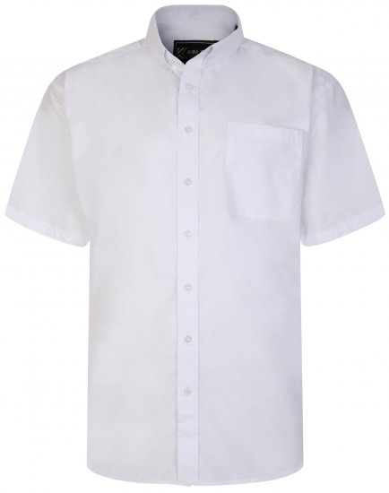 Kam Jeans 660 Classic Short Sleeve Office Shirt White - Kauluspaidat - Miesten isot kauluspaidat 2XL – 8XL