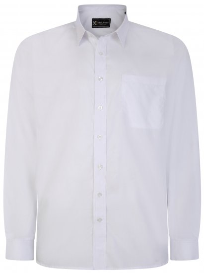 Kam Jeans 661 Classic Long Sleeve Office Shirt White - Kauluspaidat - Miesten isot kauluspaidat 2XL – 8XL