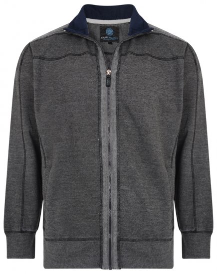 Kam Jeans 7011 Full Zip Sweat Charcoal - Hupparit ja collegepaidat - Miesten hupparit ja collegepaidat isot koot