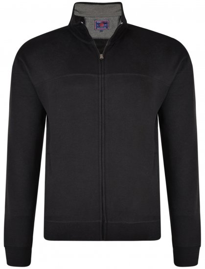 Kam Jeans 7018 Full zip Sweatshirt Black - Hupparit ja collegepaidat - Miesten hupparit ja collegepaidat isot koot