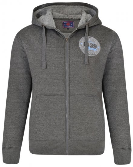 Kam Jeans 7025 Sherpa lined Hoodie Charcoal - Hupparit ja collegepaidat - Miesten hupparit ja collegepaidat isot koot