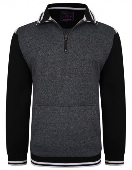 Kam Jeans 7032 Casual Sweater Black - Hupparit ja Collegepaidat - Miesten isot hupparit mitoissa 2XL – 8XL
