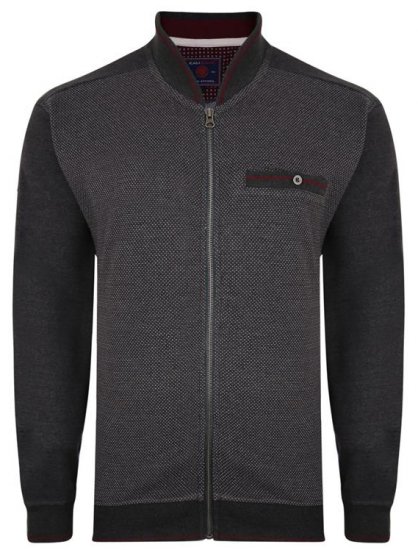 Kam Jeans 7035 Dobby Track Top Charcoal - Hupparit ja collegepaidat - Miesten hupparit ja collegepaidat isot koot