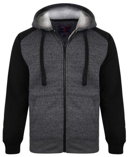 Kam Jeans 7037 Sherpa Raglan Hoodie Black - Hupparit ja collegepaidat - Miesten hupparit ja collegepaidat isot koot