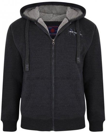 Kam Jeans 7038 Sherpa Lined Hoodie Charcoal - Hupparit ja collegepaidat - Miesten hupparit ja collegepaidat isot koot