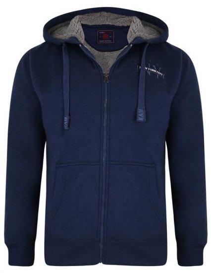 Kam Jeans 7038 Sherpa Lined Hoodie Indigo - Hupparit ja collegepaidat - Miesten hupparit ja collegepaidat isot koot