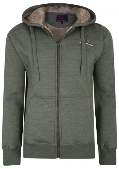 Kam Jeans 7038 Sherpa Lined Hoodie Khaki - Hupparit ja collegepaidat - Miesten hupparit ja collegepaidat isot koot