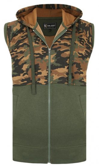 Kam Jeans 7039 Camo Panelled Vest - Hupparit ja collegepaidat - Miesten hupparit ja collegepaidat isot koot
