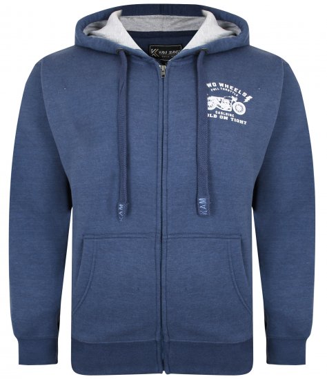 Kam Jeans 7043 Full Throttle Hoodie Indigo - Hupparit ja collegepaidat - Miesten hupparit ja collegepaidat isot koot