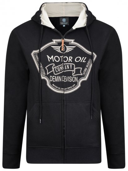 Kam Jeans 705 Motor Oil Hoodie Black - Hupparit ja collegepaidat - Miesten hupparit ja collegepaidat isot koot