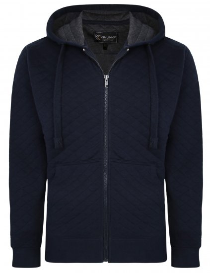 Kam Jeans 7051 Quilted Jersey Zip Thru Hoody Navy - Hupparit ja collegepaidat - Miesten hupparit ja collegepaidat isot koot