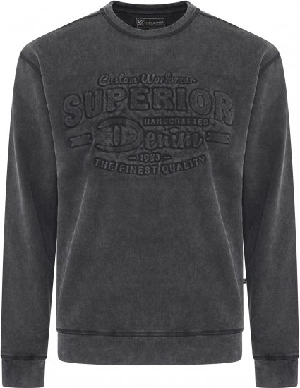 Kam Jeans 7065 Crew Neck Washed Embossed Sweatshirt Black TALL SIZES - MIESTEN VAATTEET MT-6XLT - Pitkien miesten vaatteet